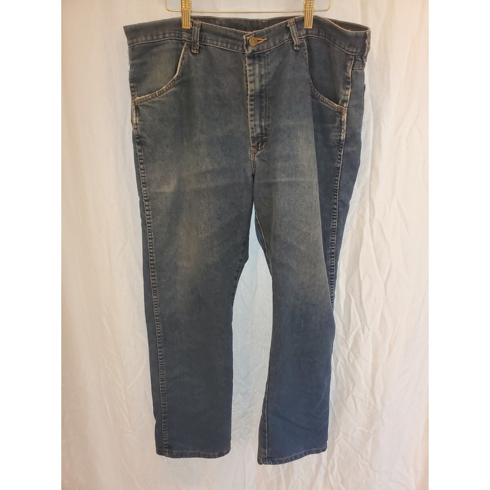 Wrangler Regular Fit Mens Jeans 38x29 Blue‎ Denim Workwear Heavily Distressed